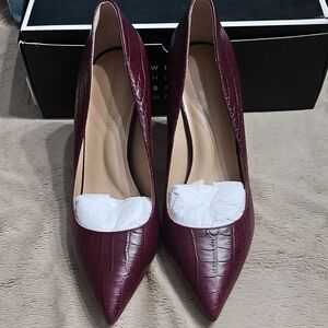 White House Black Market Burgundy Croc-Pattern Heels